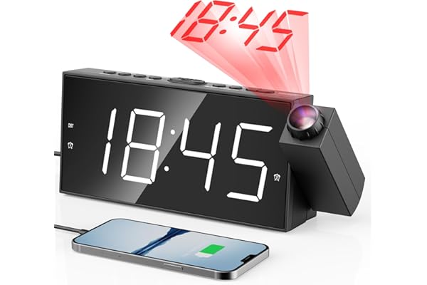 Projektionsuhr: Fokussierte Zeitanzeige durch Projektion auf Wand oder Decke